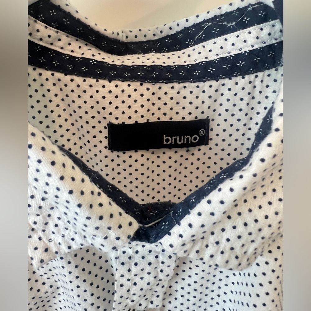 bruno Blue and White Casual Button Down Shirts - Picture 6 of 7
